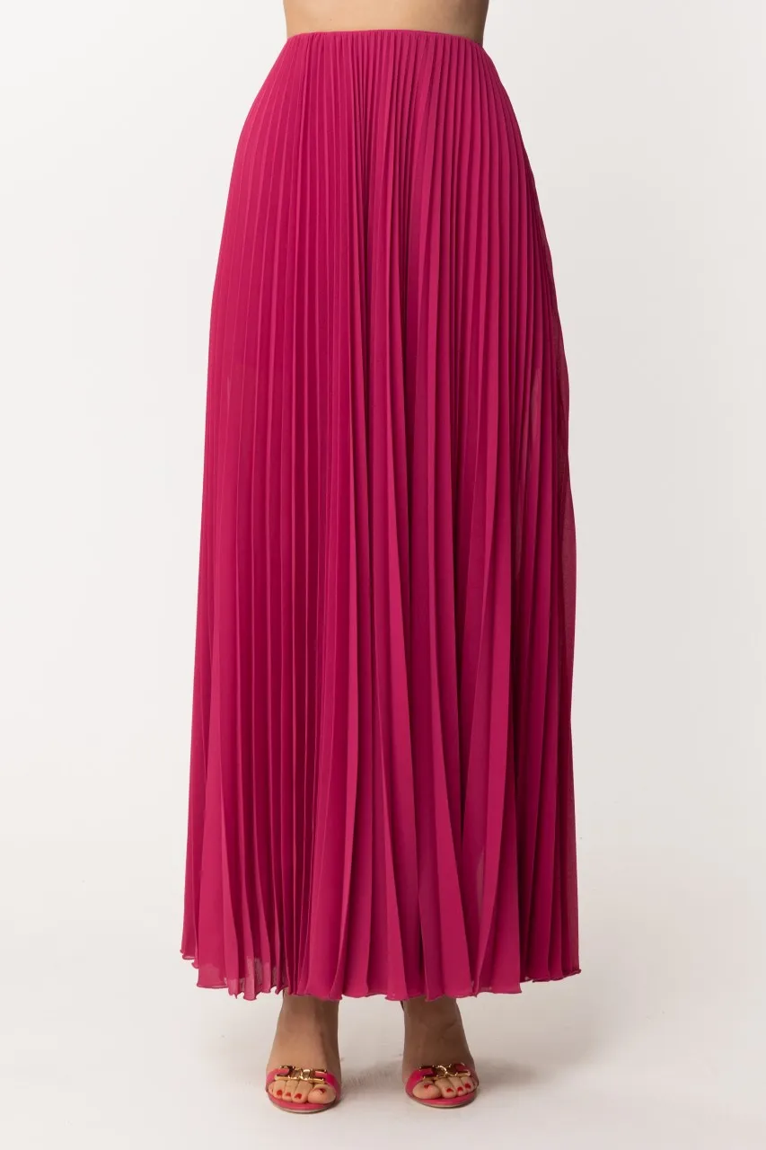 Gonna lunga plissettata Ceremony Fuchsia