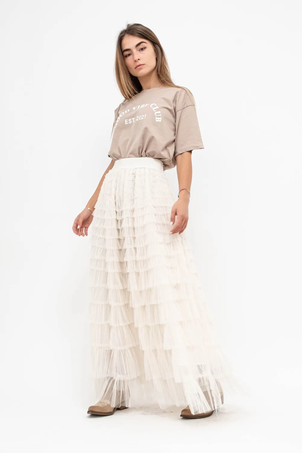 GONNA LUNGA TULLE MINI  BALZE