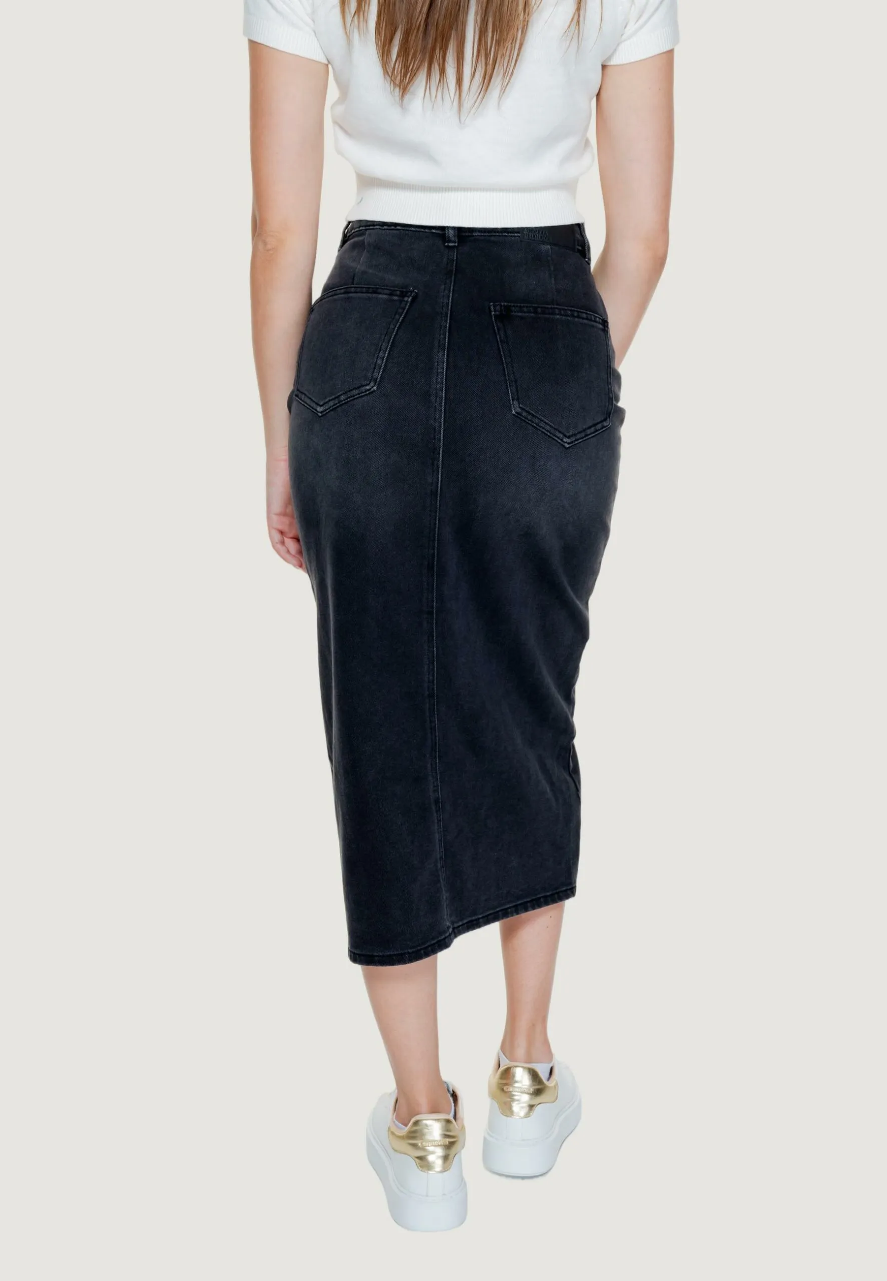 Gonna lunga Vero Moda VMVERI HR CALF DENIM SKIRT GA MIX NOOS Nero