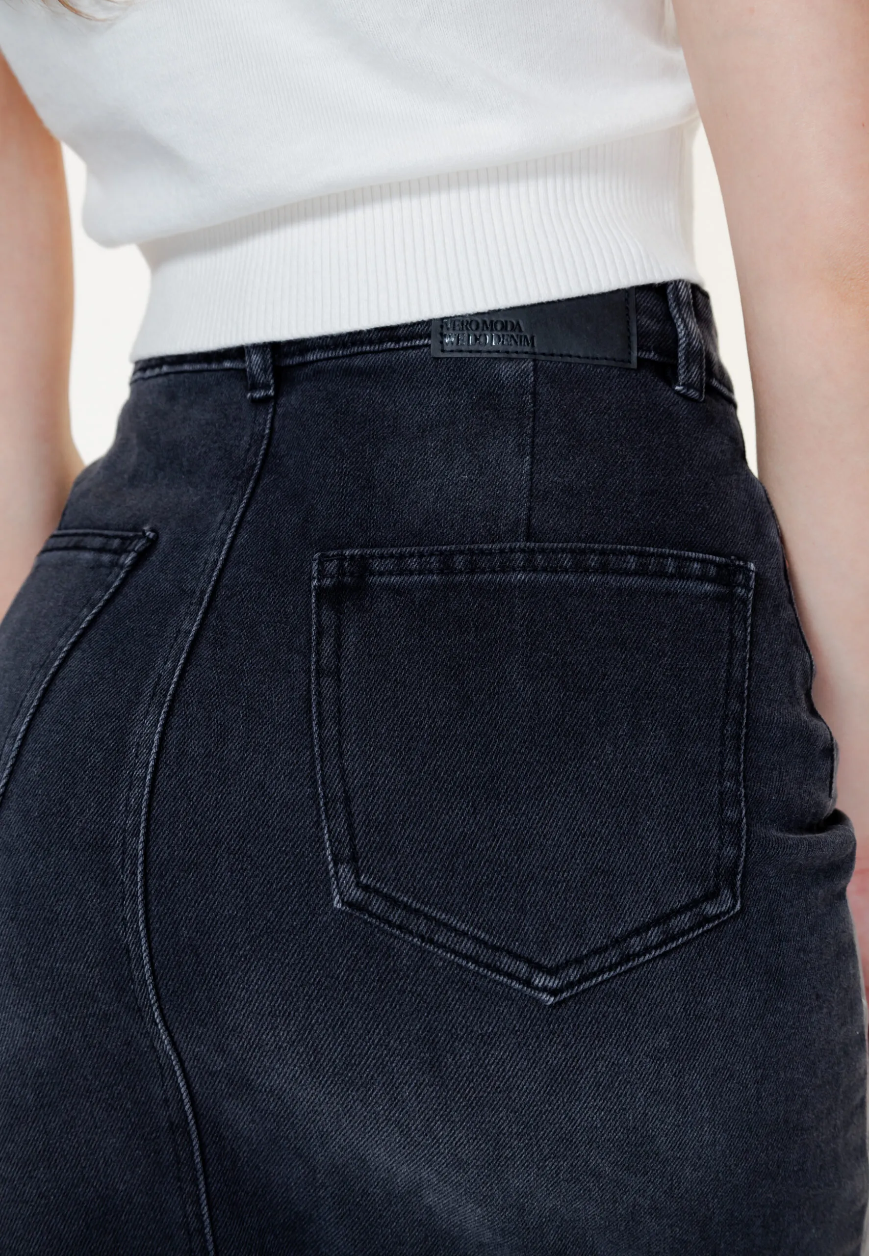 Gonna lunga Vero Moda VMVERI HR CALF DENIM SKIRT GA MIX NOOS Nero