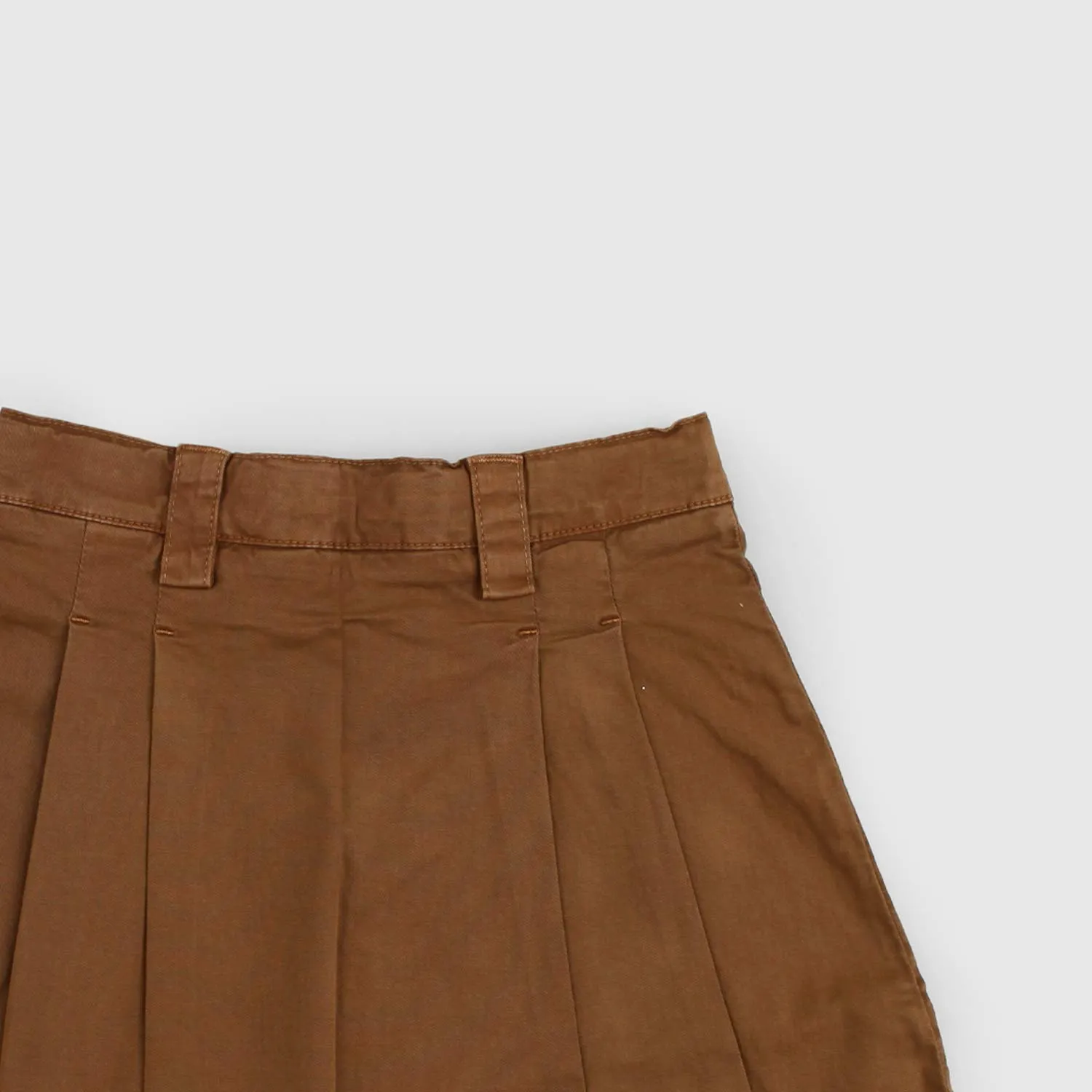 Gonna Marrone Di Jeans Plissettata