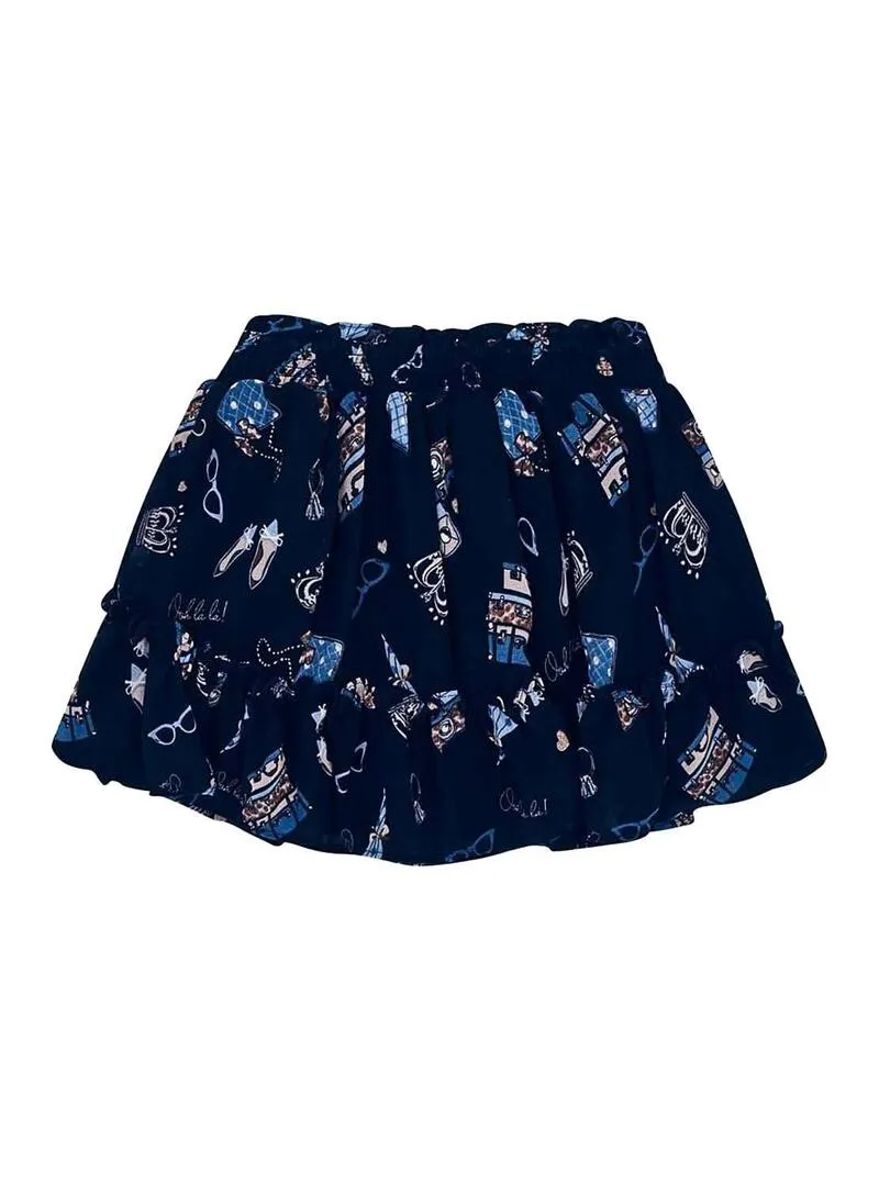 Gonna Mayoral Chiffon stampato Blu Navy Per Bambin