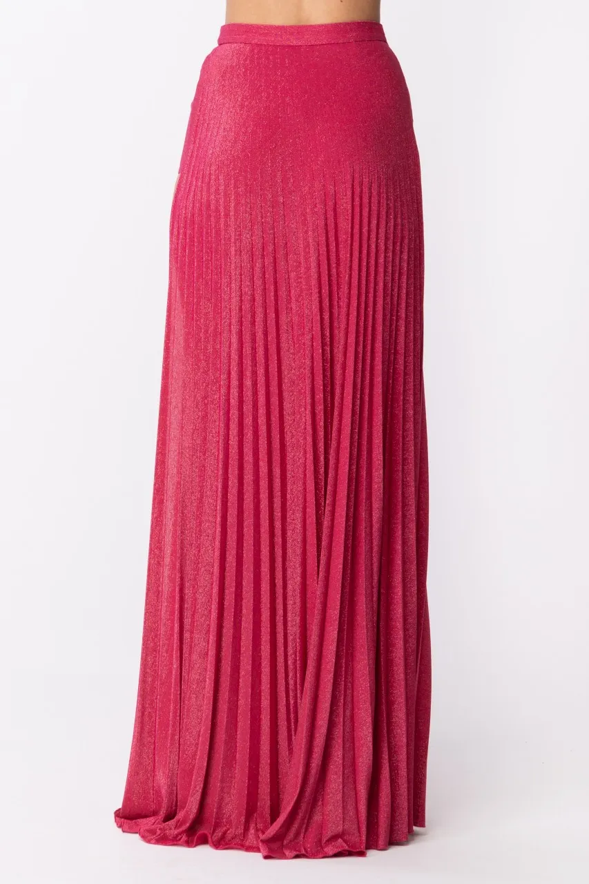 Gonna plissettata in lurex Fuxia