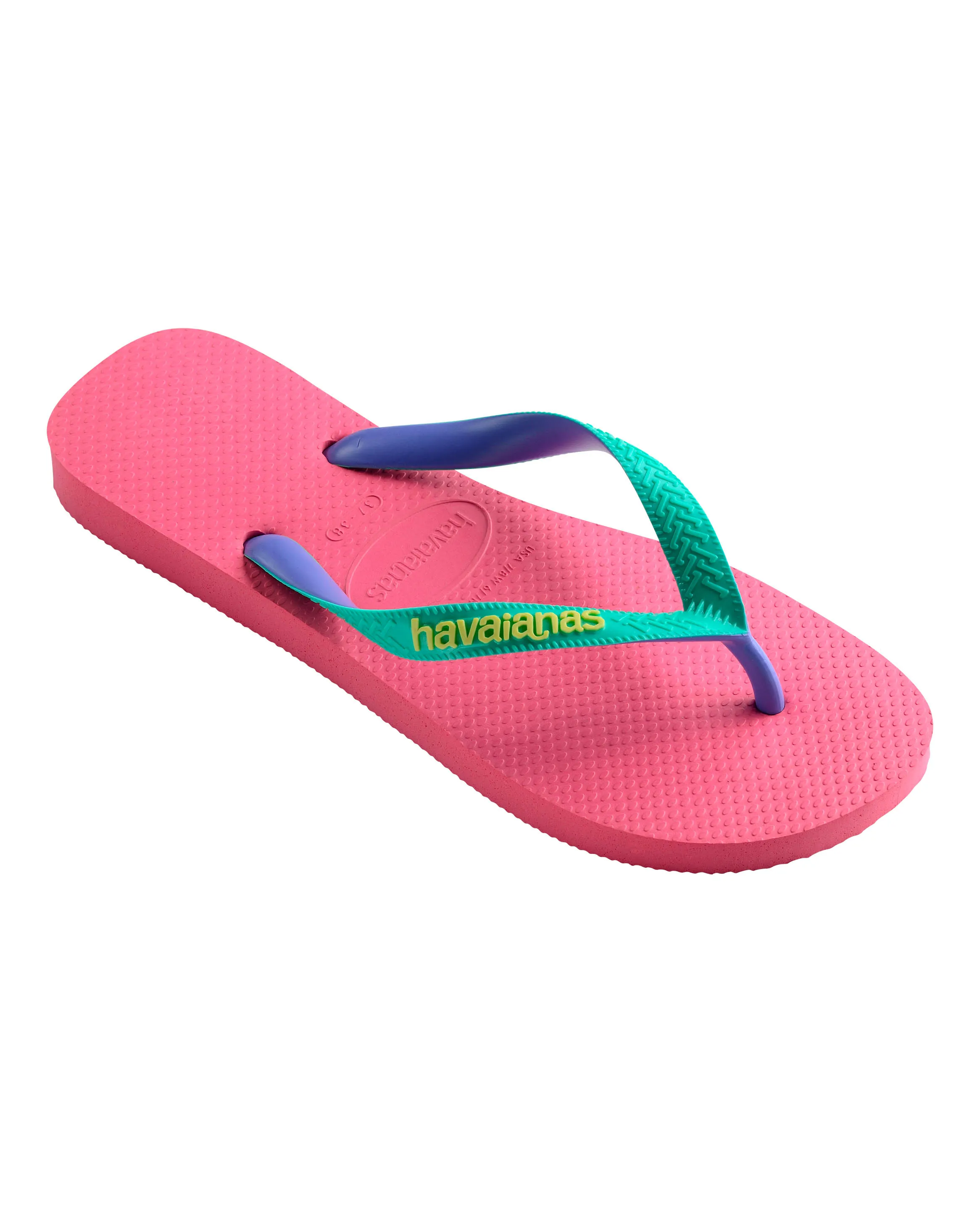 Havaianas Top Mix fucsia con fascetta verde acqua e viola e logo giallo 34-36