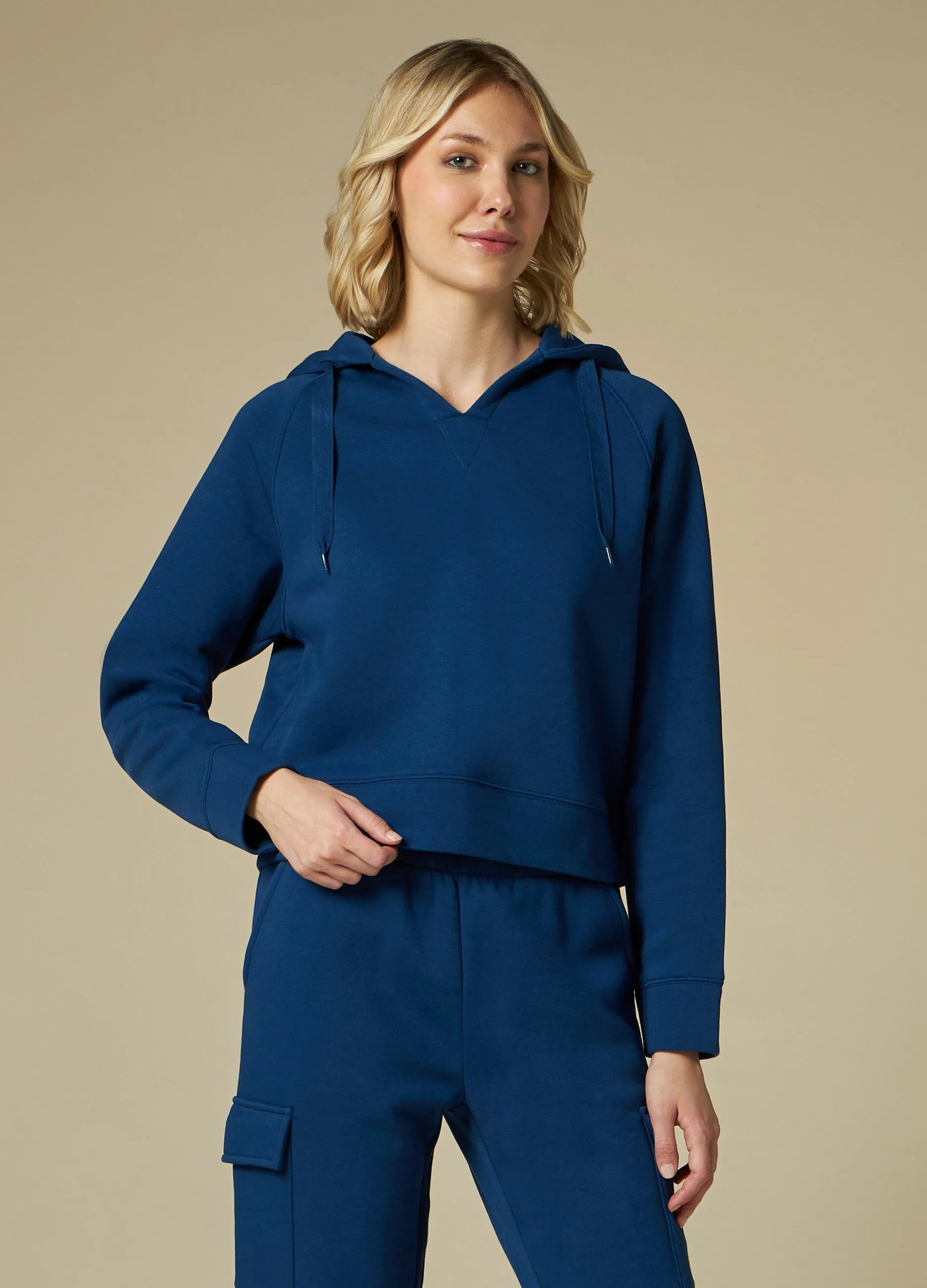 HOLISTIC  Felpa in misto cotone con scollo a V donna