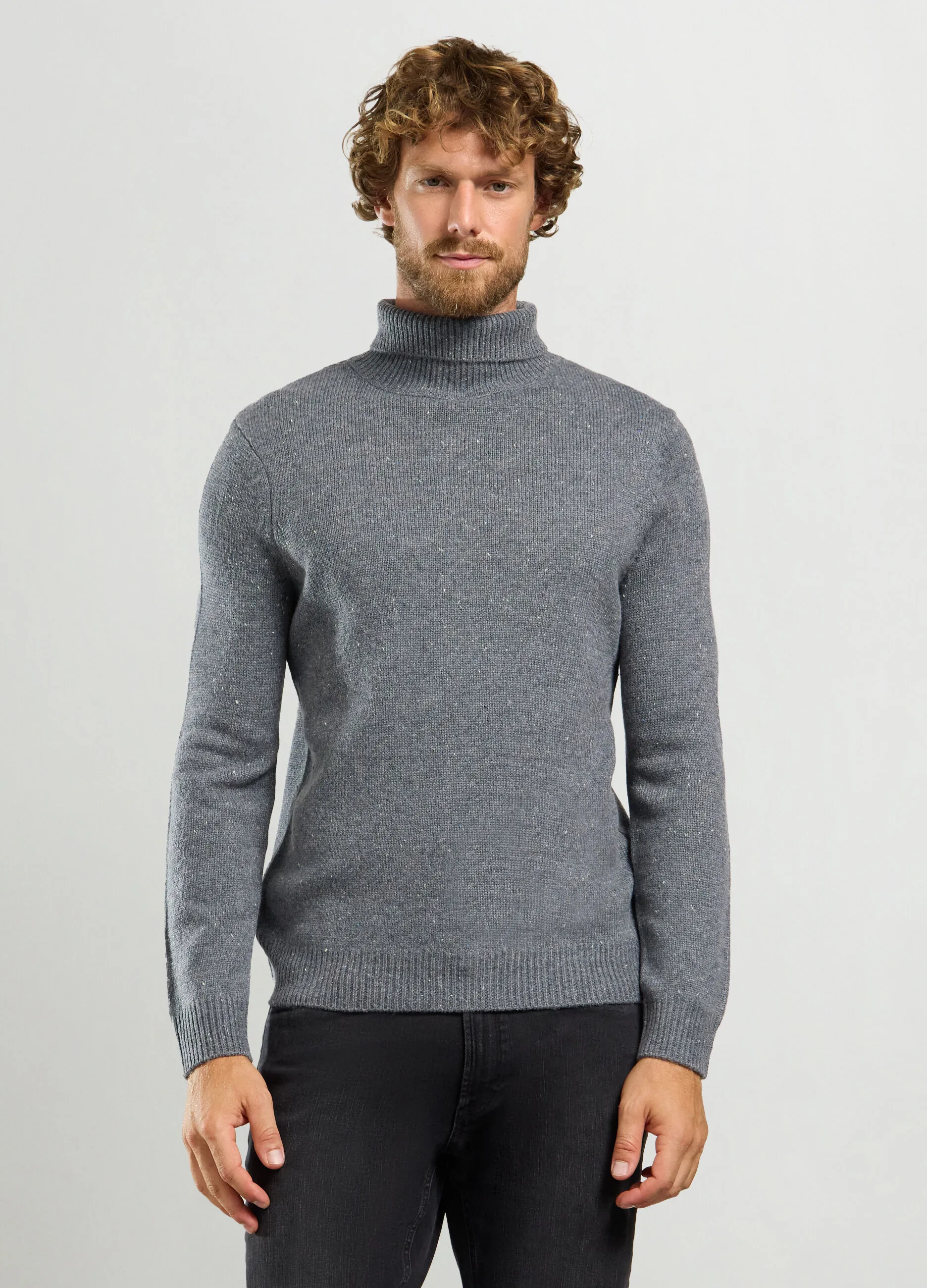 J. HART & BROS  Maglione collo alto maglia rasata uomo