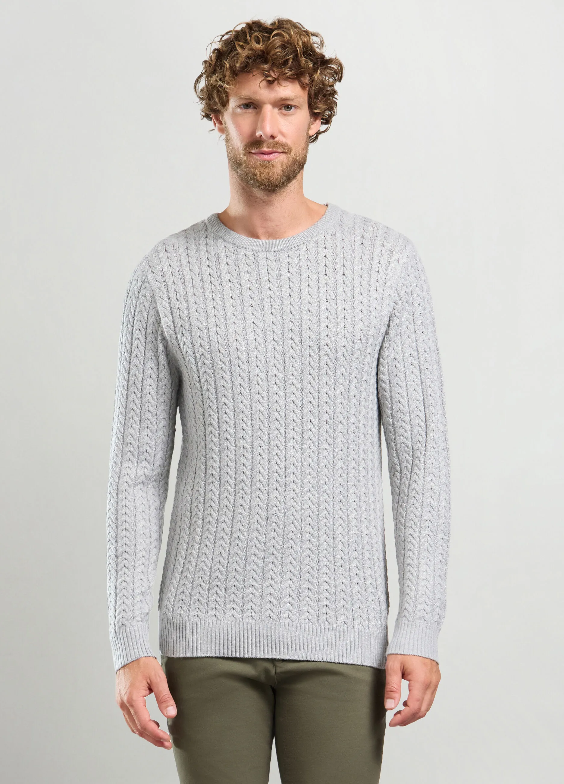 J. HART & BROS  Maglione girocollo a trecce uomo