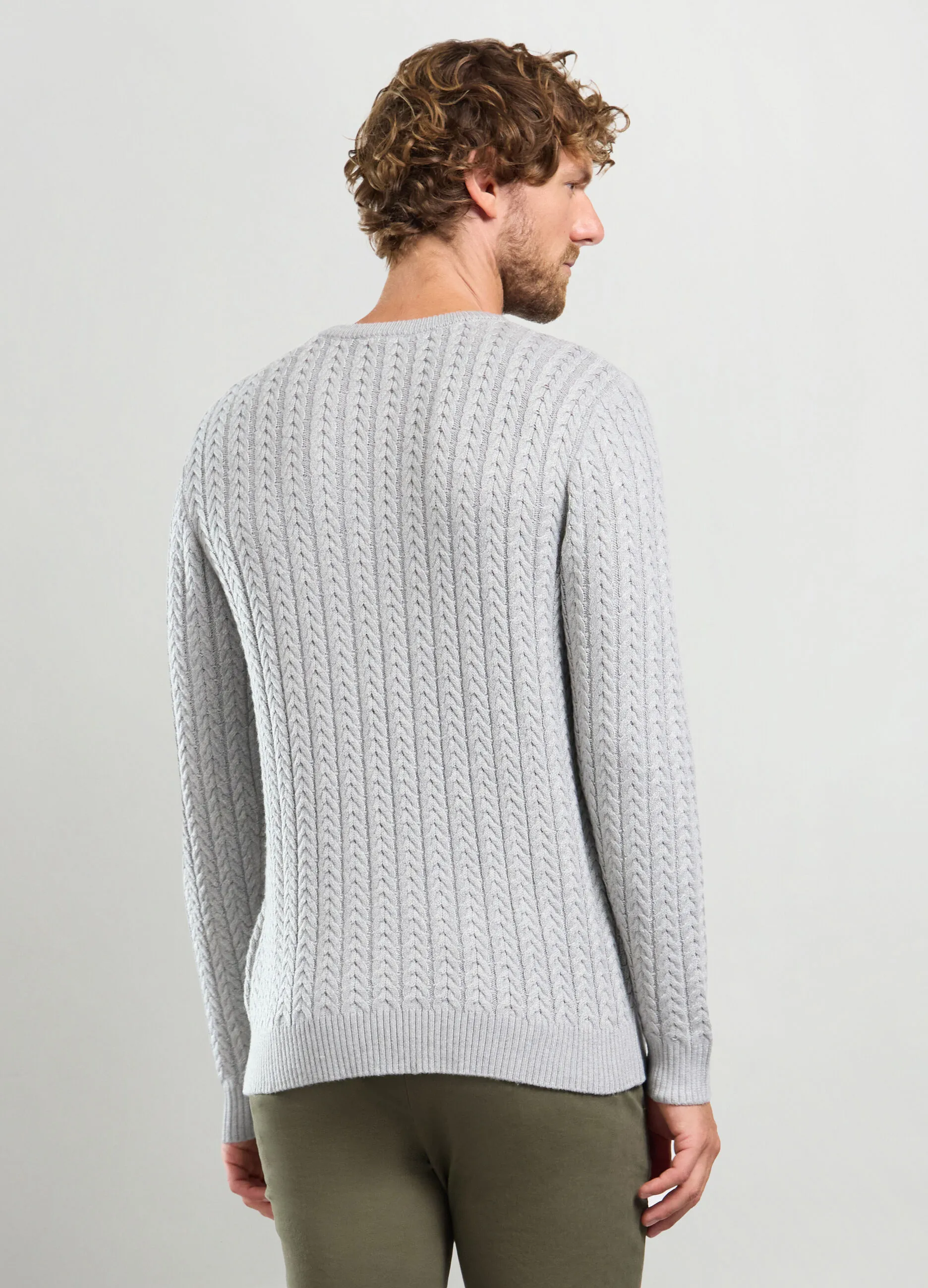 J. HART & BROS  Maglione girocollo a trecce uomo