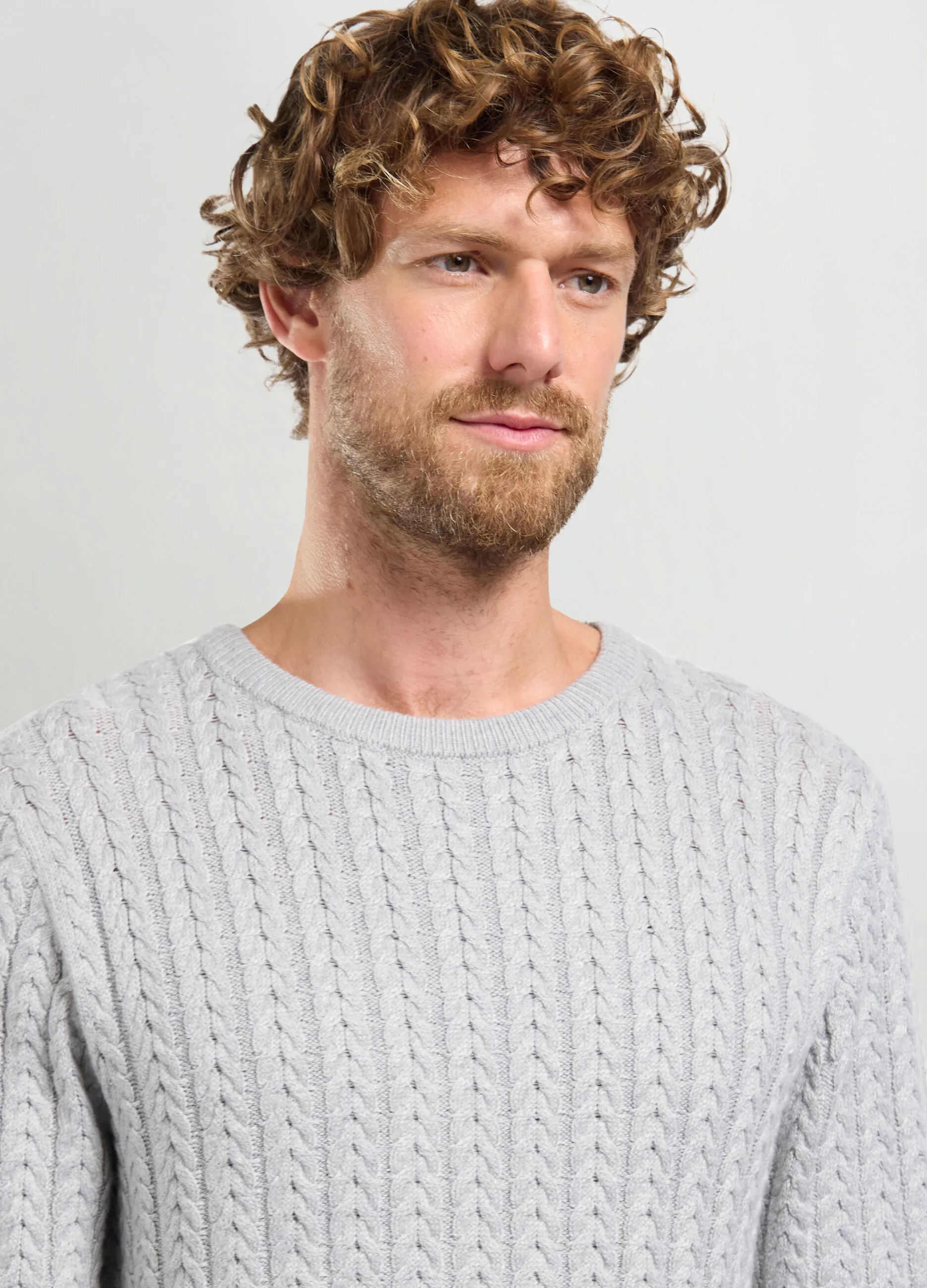 J. HART & BROS  Maglione girocollo a trecce uomo