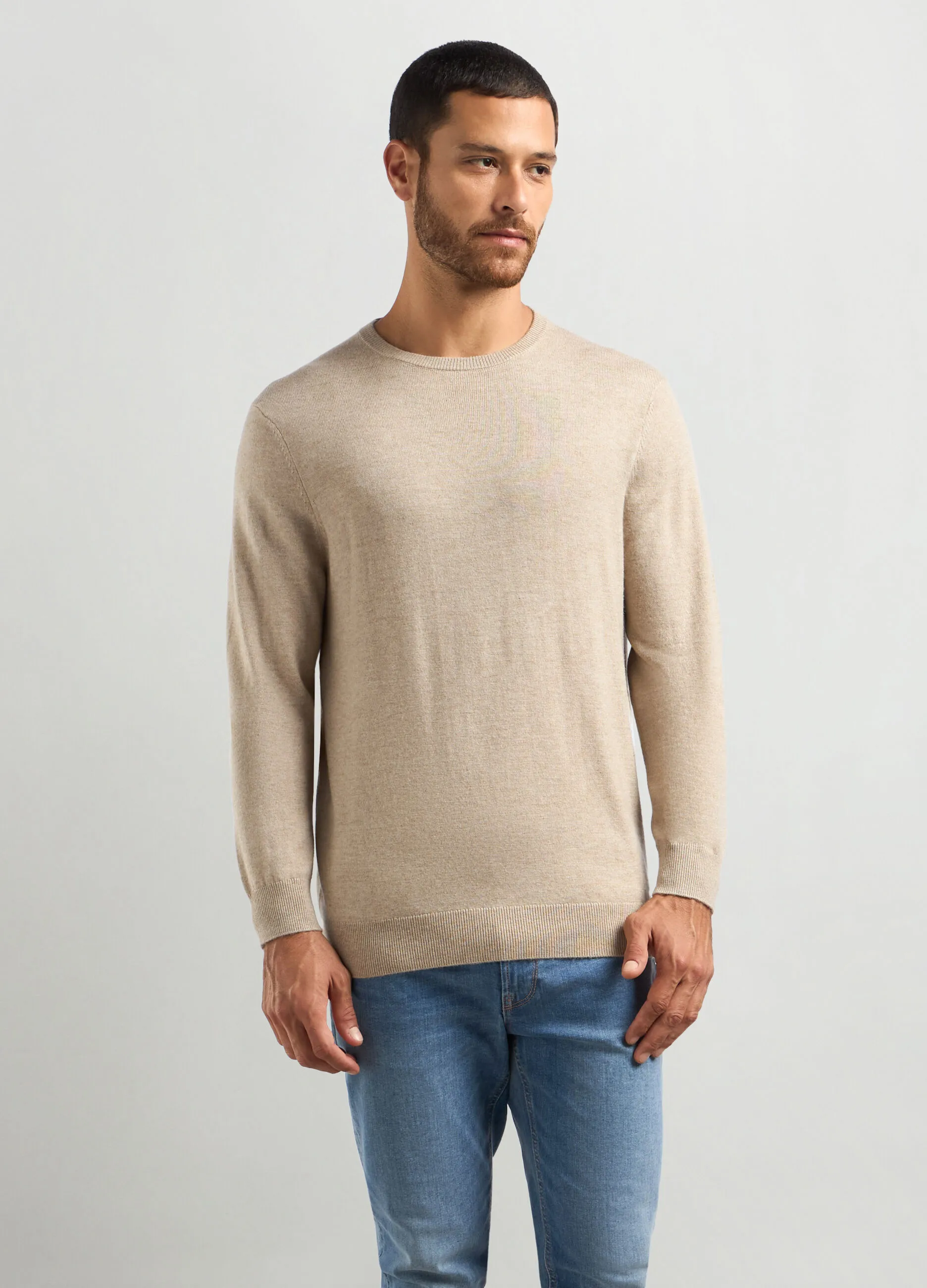 J. HART & BROS  Maglione girocollo misto lana e cashmere uomo