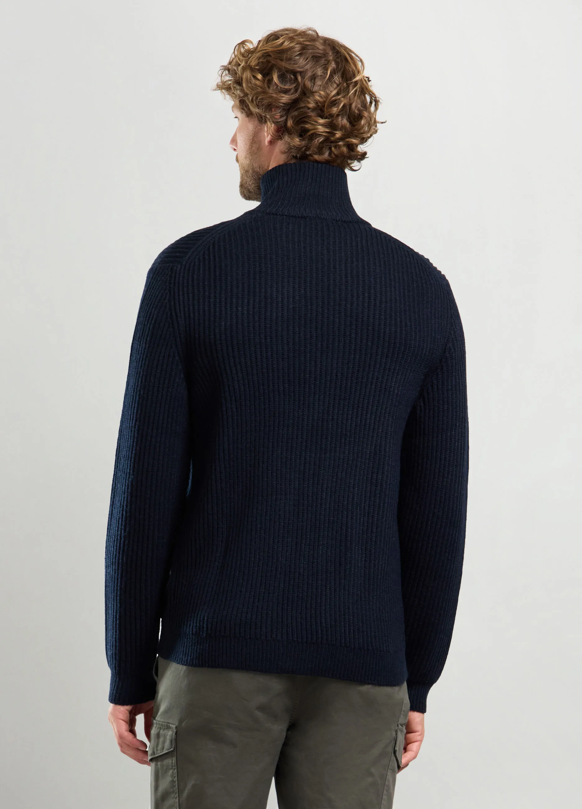J. HART & BROS  Maglione lupetto full zip a costa inglese uomo