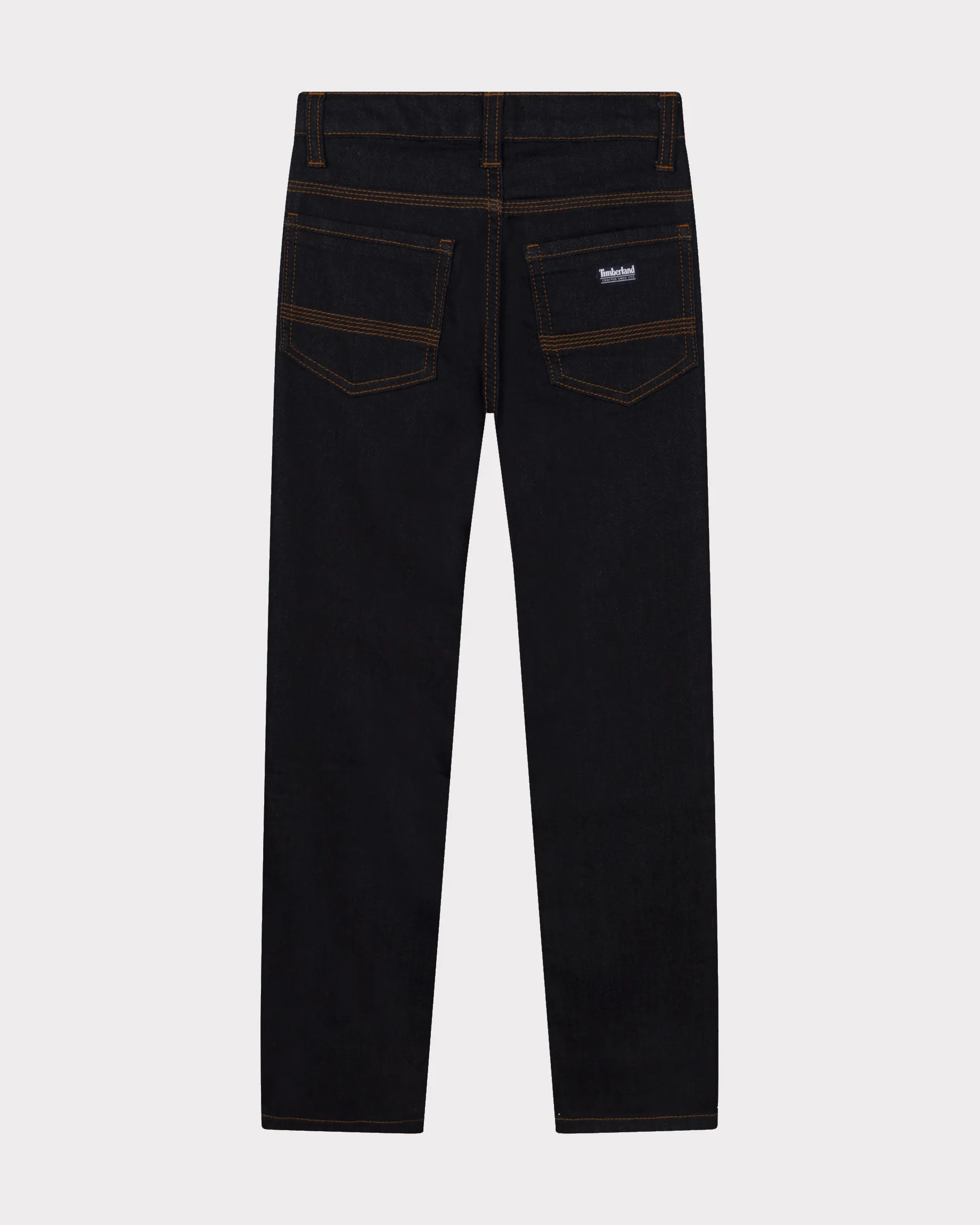Jeans blu scuro in cotone stretch con impunture arancioni 6-12 anni