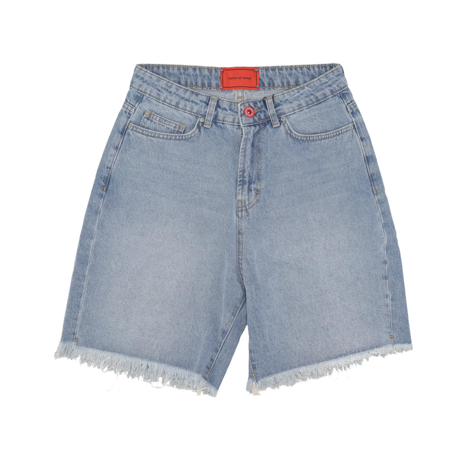 Jeans Corto Uomo Printed Logo and Flames Patch Shorts Blue Denim