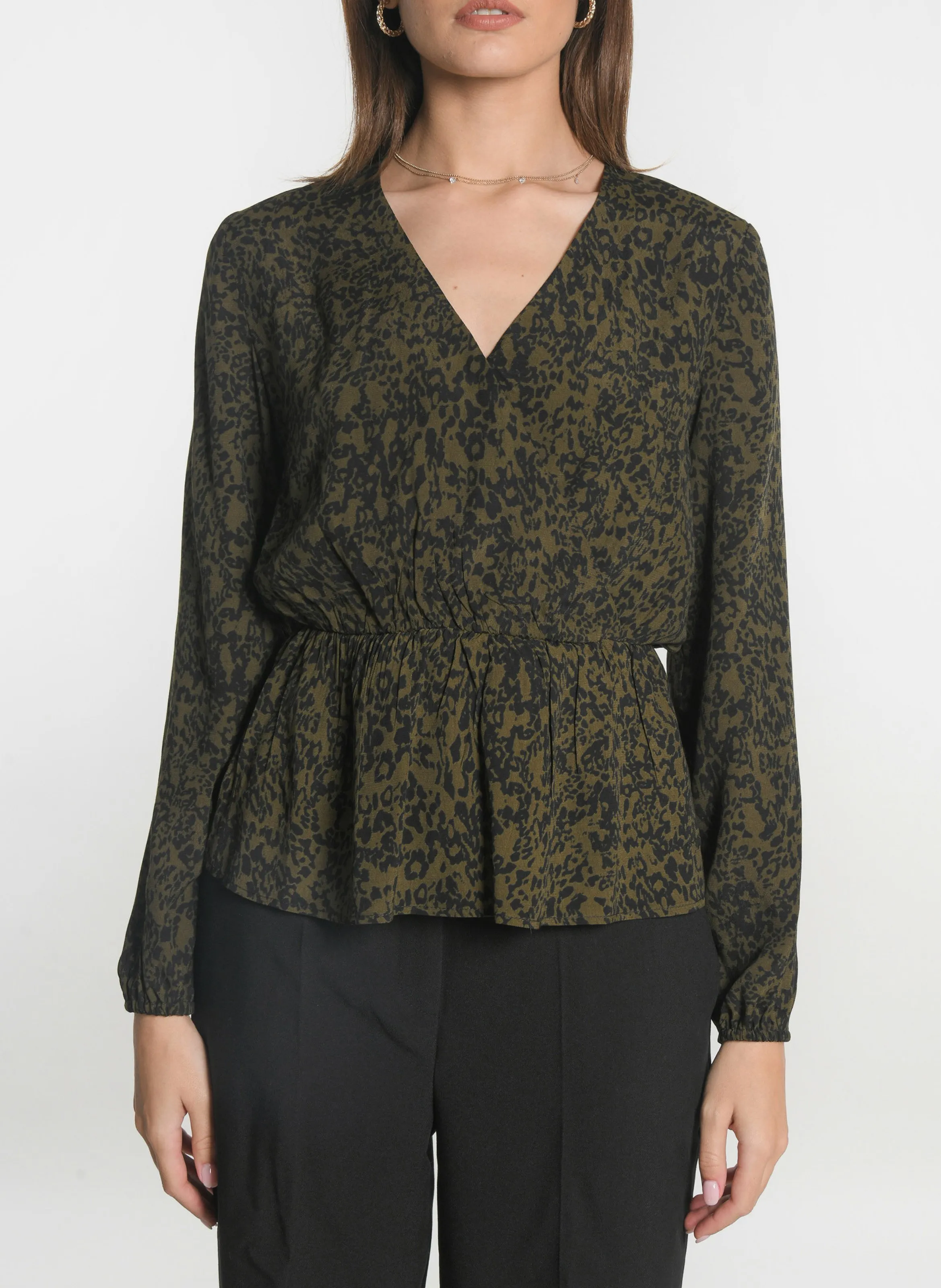  KOOKAI   VITTORIA - Blusa scollo a V stampata | Kaki
