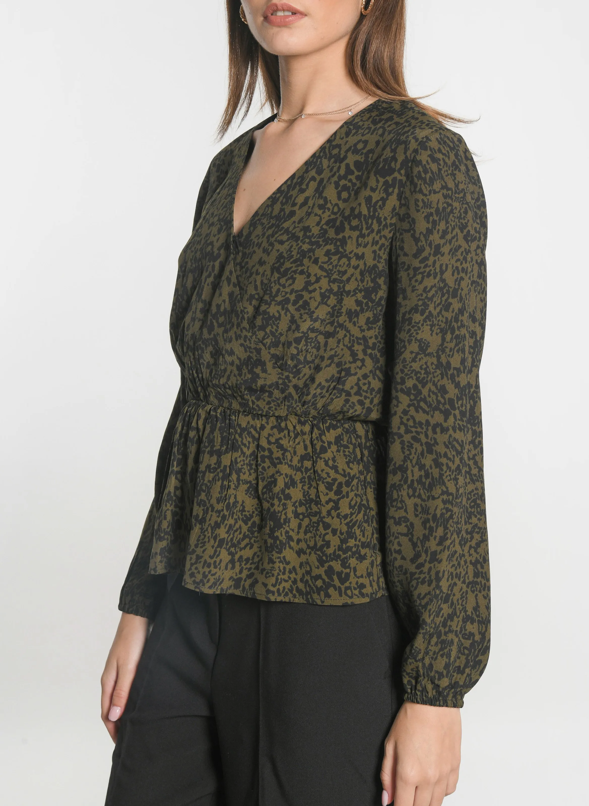  KOOKAI   VITTORIA - Blusa scollo a V stampata | Kaki