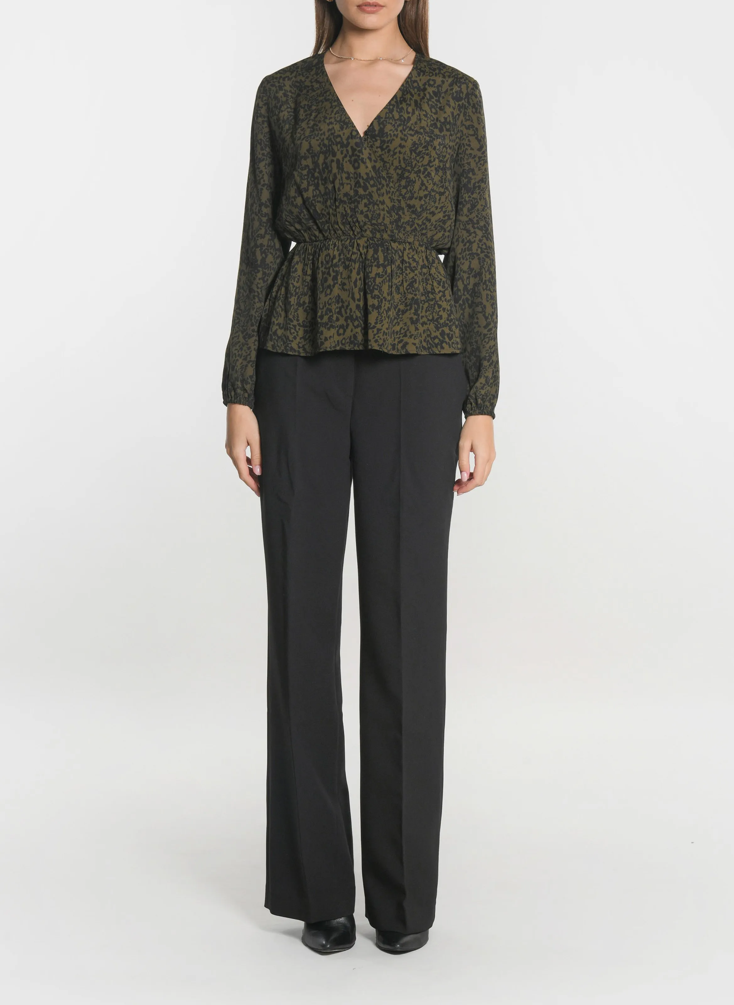  KOOKAI   VITTORIA - Blusa scollo a V stampata | Kaki