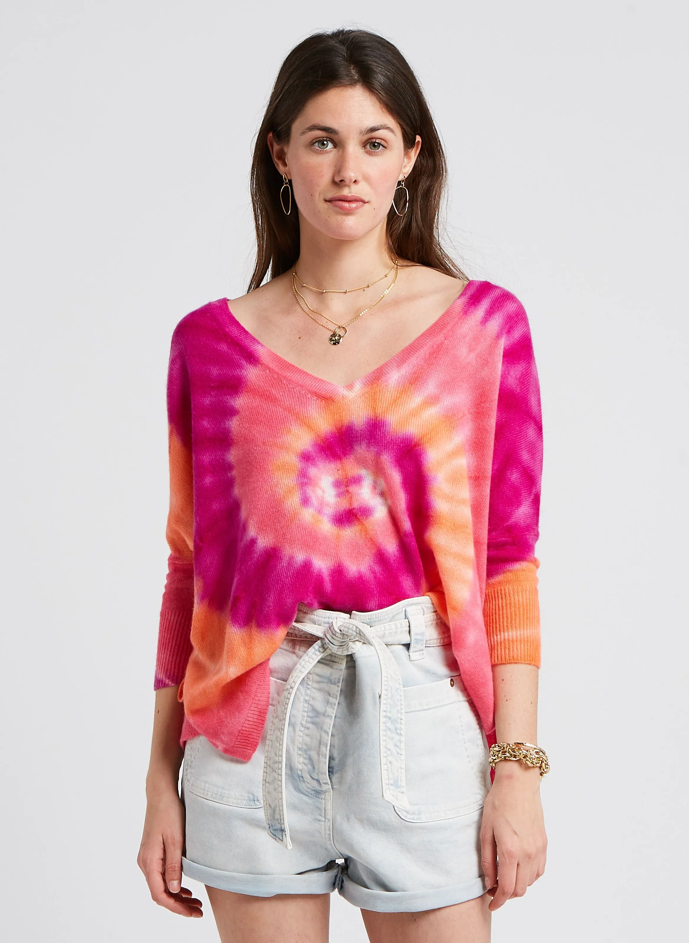  KUJTEN   MELA SUNNY - Maglione tie and dye in cashmere | Rosa