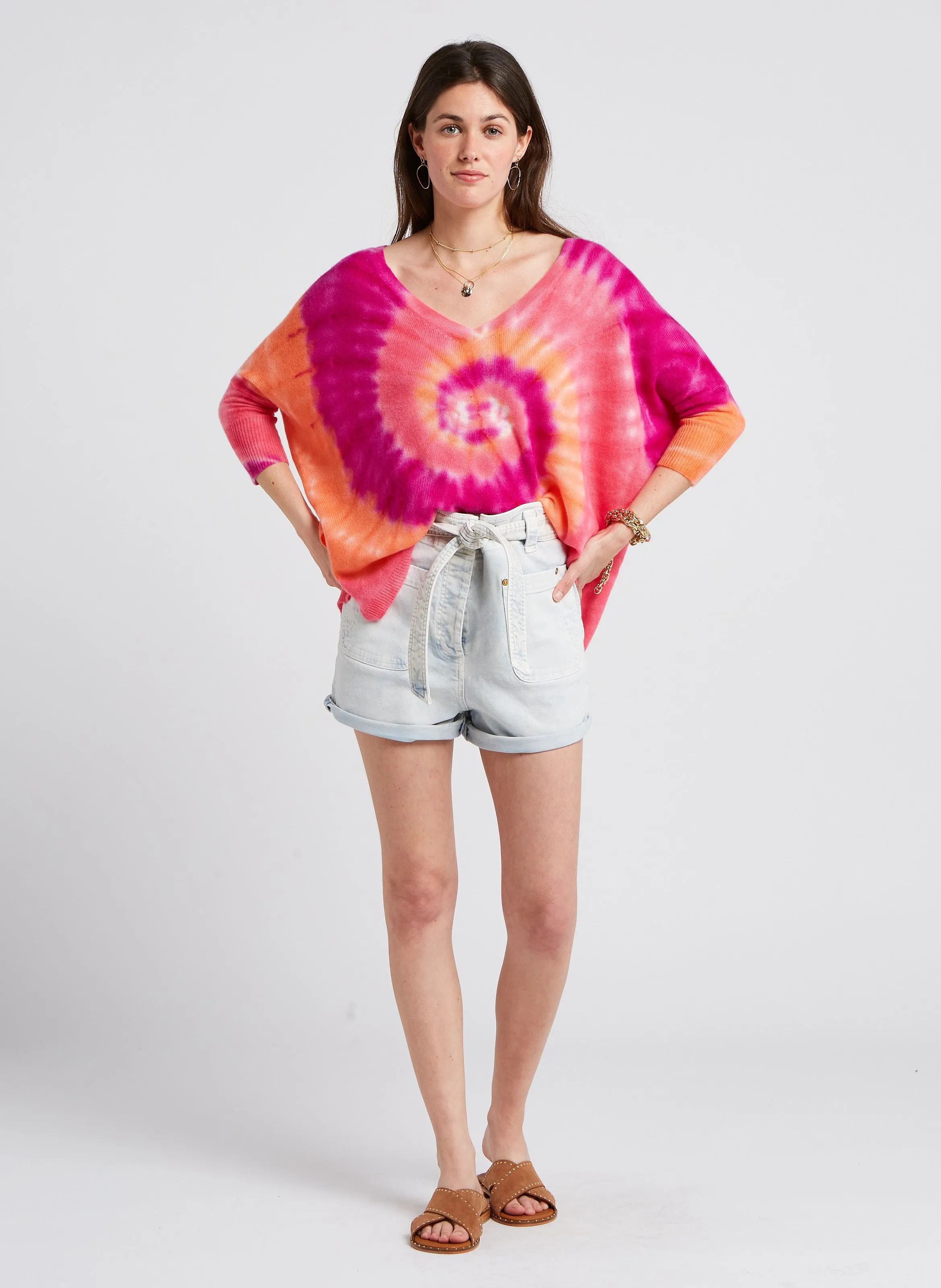  KUJTEN   MELA SUNNY - Maglione tie and dye in cashmere | Rosa