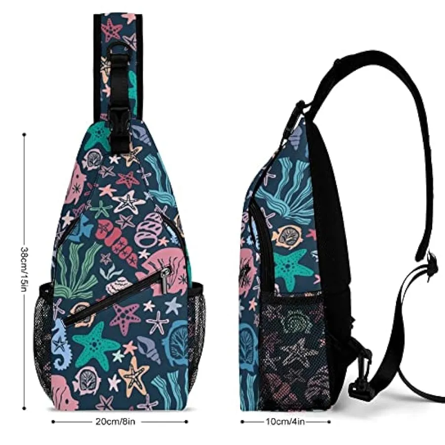 KWQDOZF Stile 4 Angry Shark Sling Zaino Borsa a tracolla Borsa a tracolla a tracolla Palestra Ciclismo Viaggio Escursionismo Zai