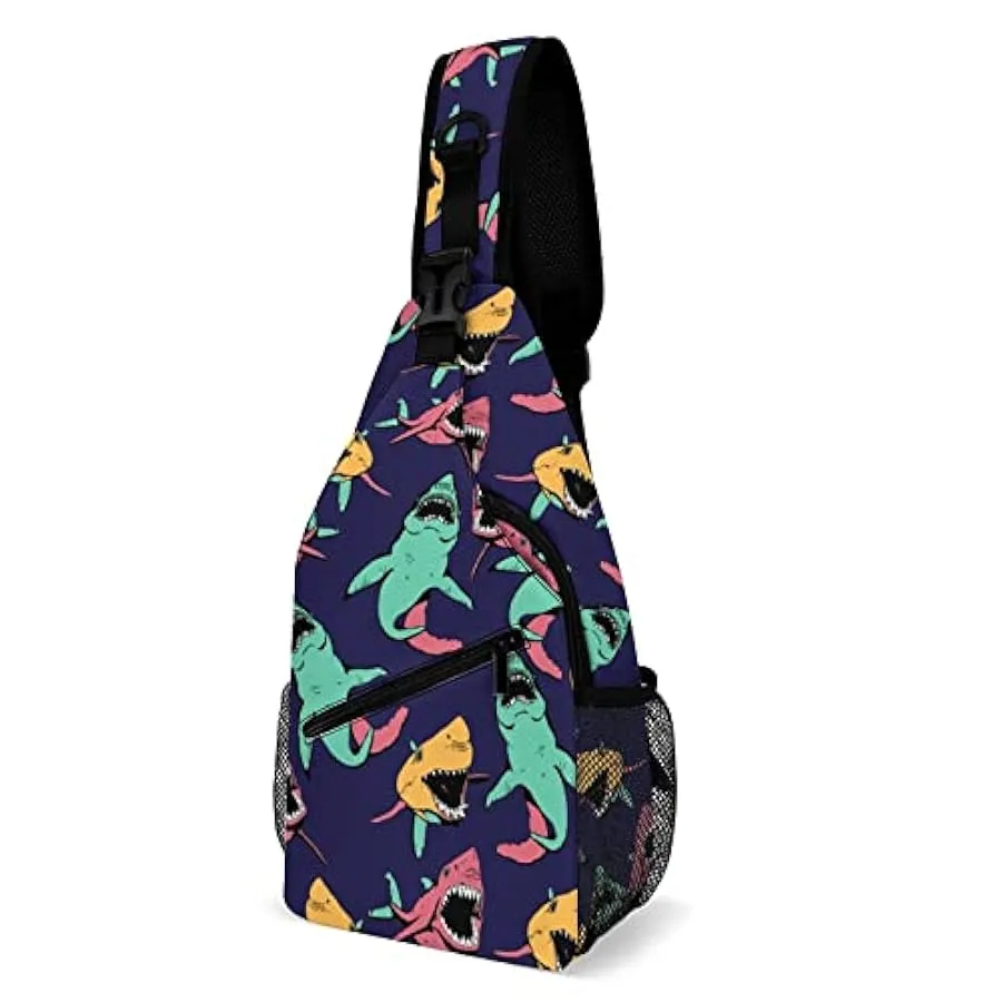 KWQDOZF Stile 4 Angry Shark Sling Zaino Borsa a tracolla Borsa a tracolla a tracolla Palestra Ciclismo Viaggio Escursionismo Zai