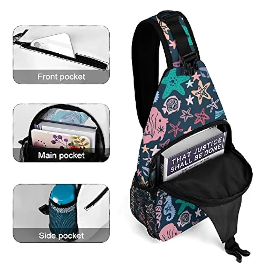 KWQDOZF Stile 4 Angry Shark Sling Zaino Borsa a tracolla Borsa a tracolla a tracolla Palestra Ciclismo Viaggio Escursionismo Zai