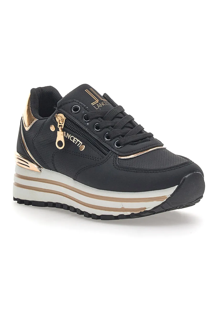   LANCETTI Sneakers Lancetti 51 Nere e Rose Gold