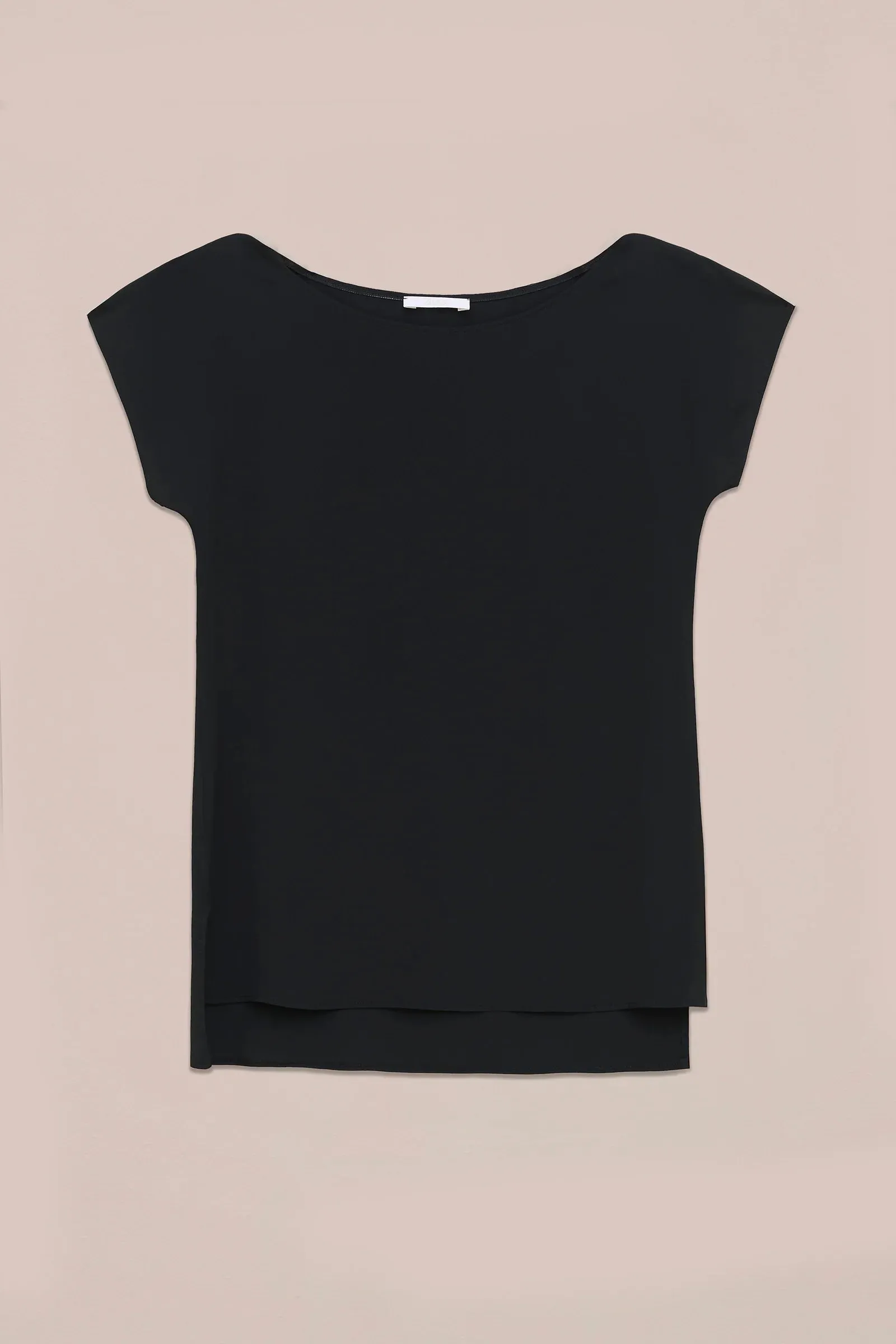 MAGLIA A MANICA CORTA IN CREPE DE CHINE