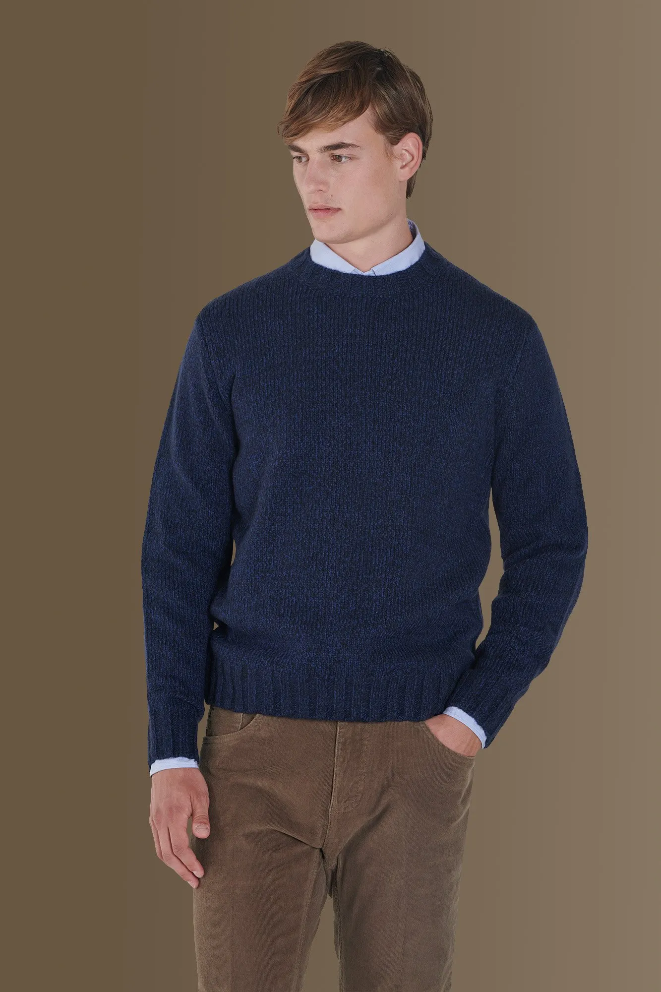 Maglia girocollo con costa inglese