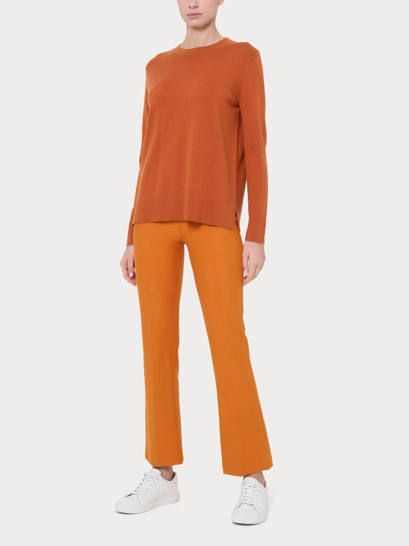 Maglia girocollo con perline in Merino Soft - Colony Blue