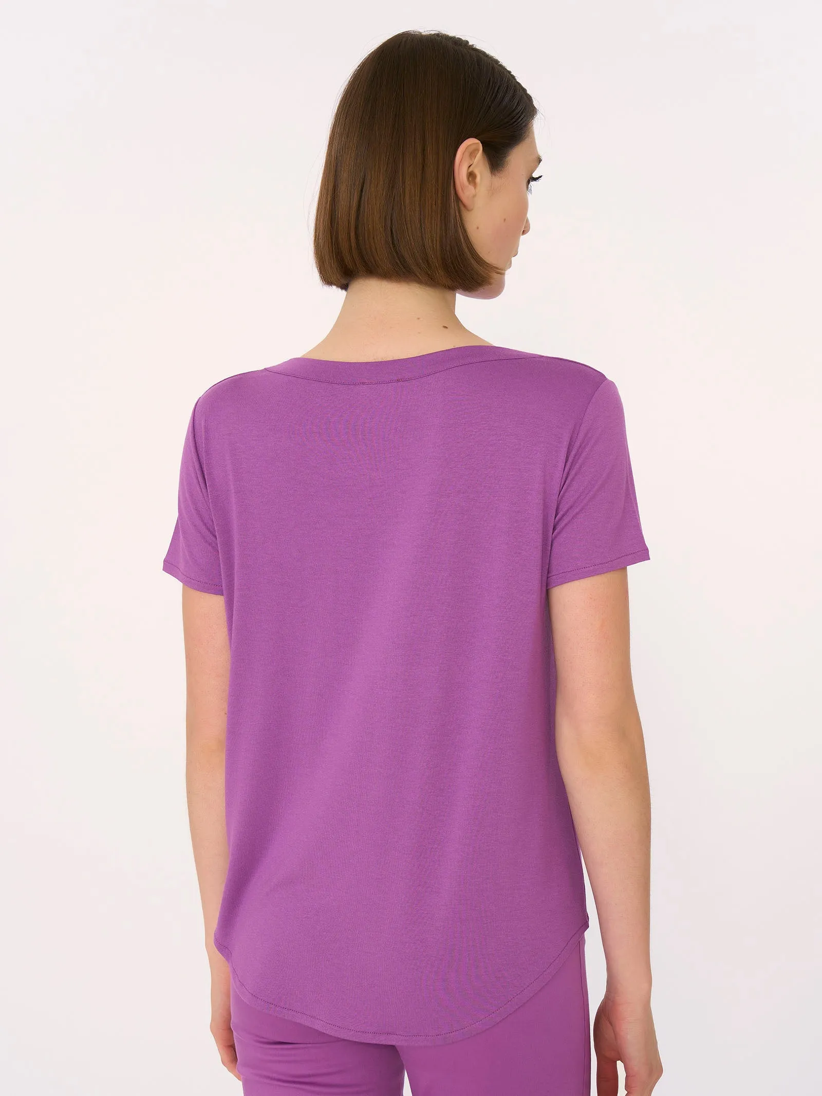 Maglietta a manica corta in Viscosa Summer - Blueberry
