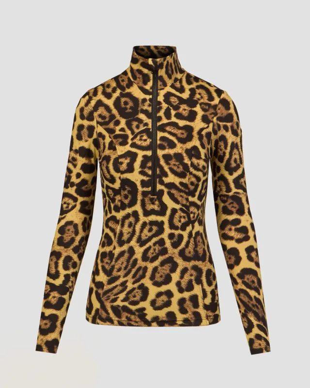 Maglione a collo alto leopardato da sci Goldbergh Leona