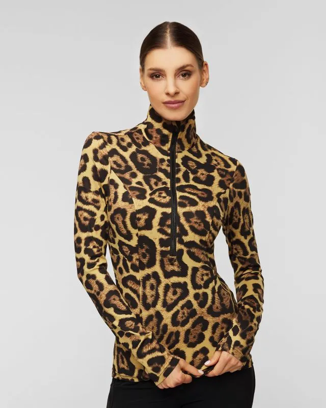 Maglione a collo alto leopardato da sci Goldbergh Leona