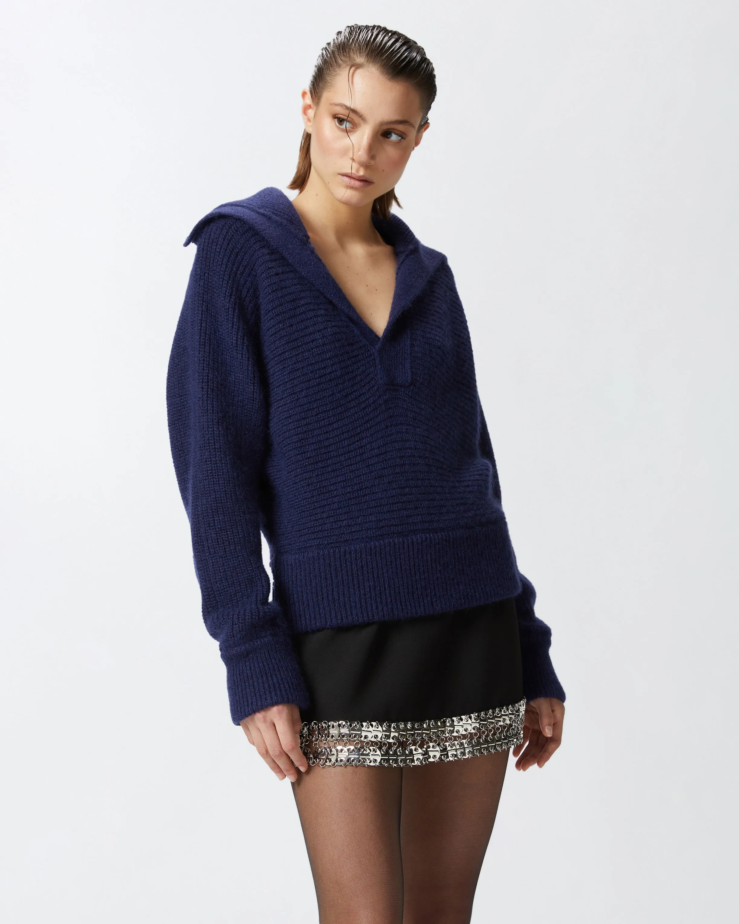  Maglione misto mohair con scollo a V    