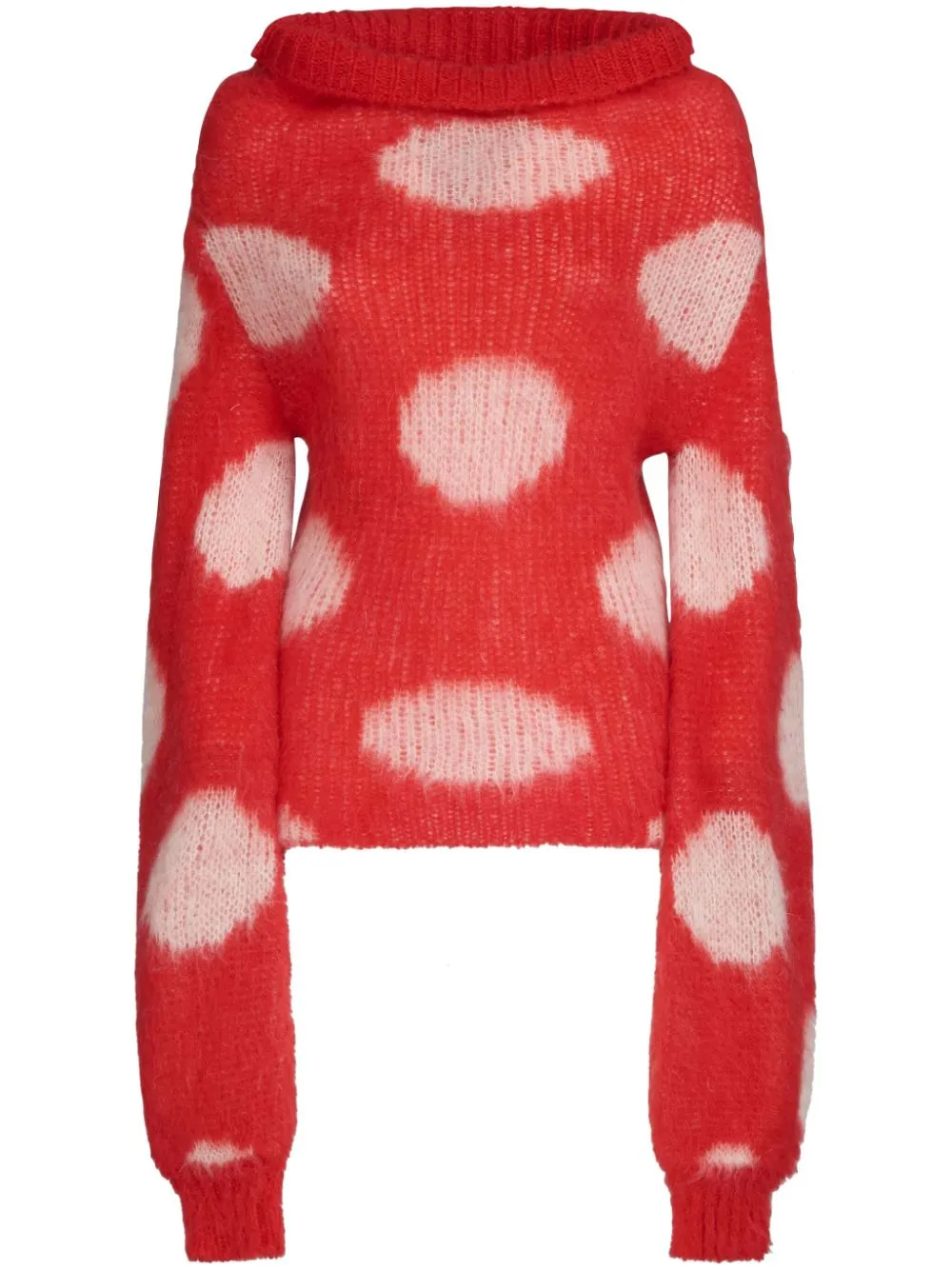 Maglione morbido a pois in rosso e bianco - donna