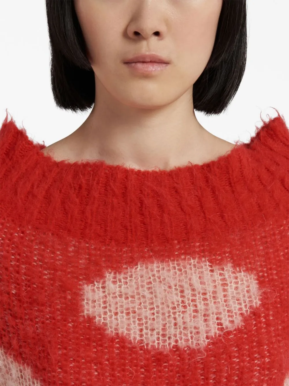 Maglione morbido a pois in rosso e bianco - donna