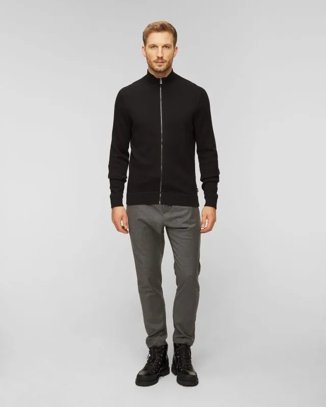 Maglione nero con lana da uomo Hugo Boss Mentolo