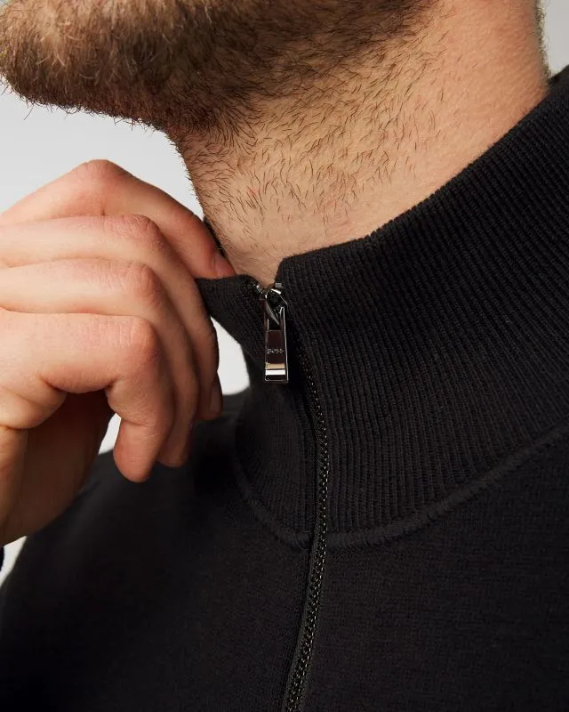 Maglione nero con lana da uomo Hugo Boss Mentolo
