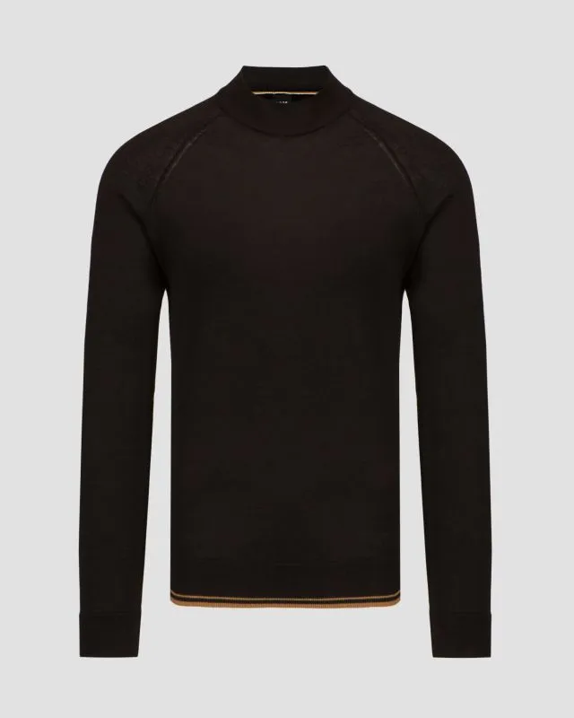 Maglione nero in lana da uomo Hugo Boss Perfino