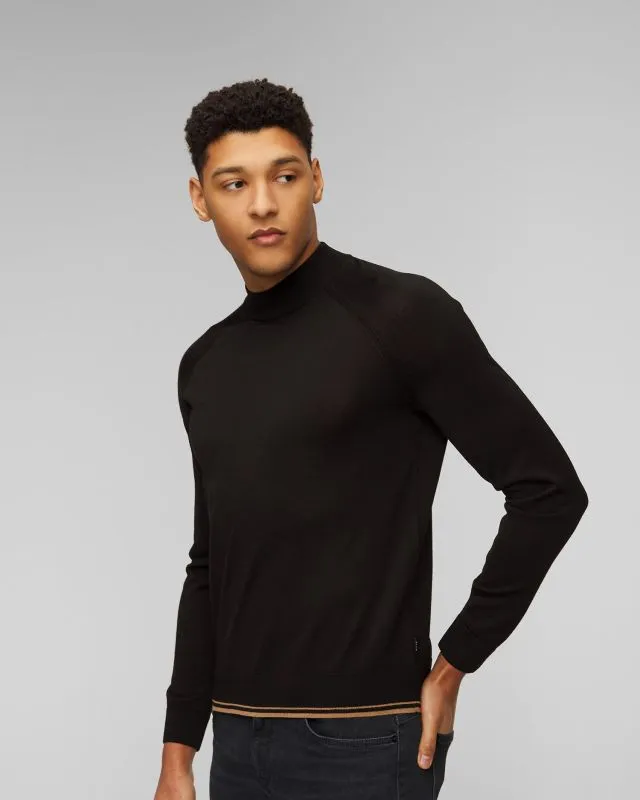Maglione nero in lana da uomo Hugo Boss Perfino