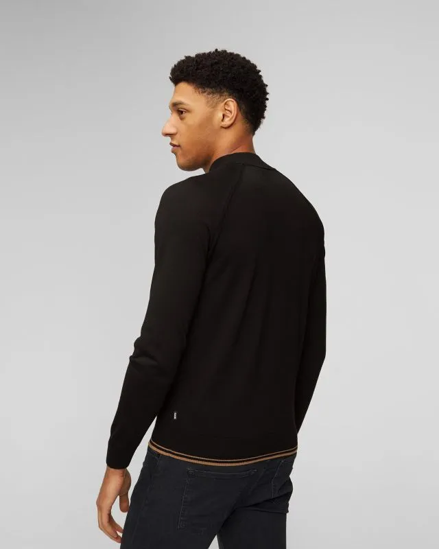 Maglione nero in lana da uomo Hugo Boss Perfino