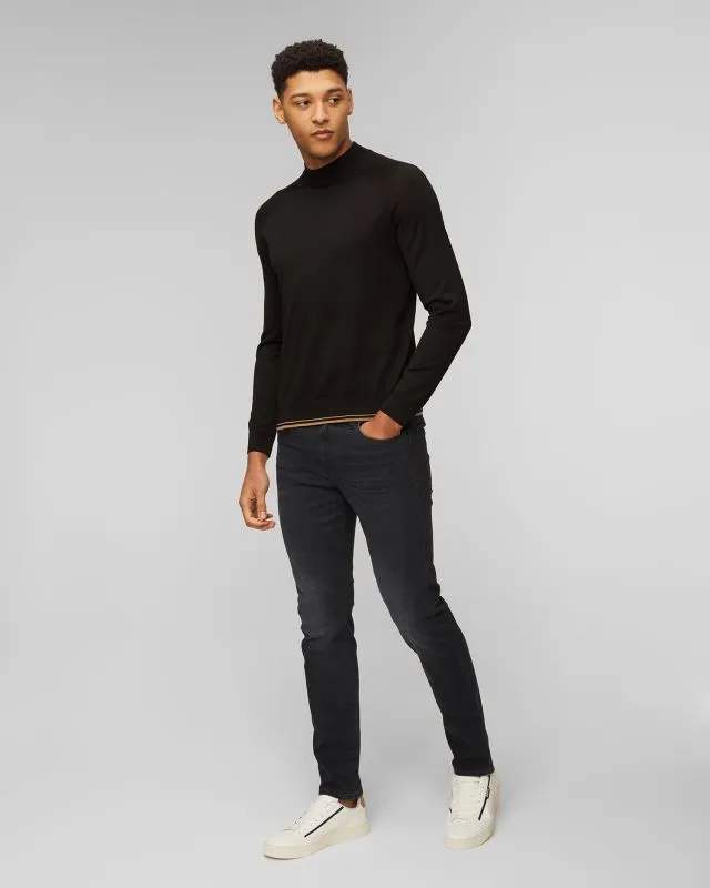 Maglione nero in lana da uomo Hugo Boss Perfino