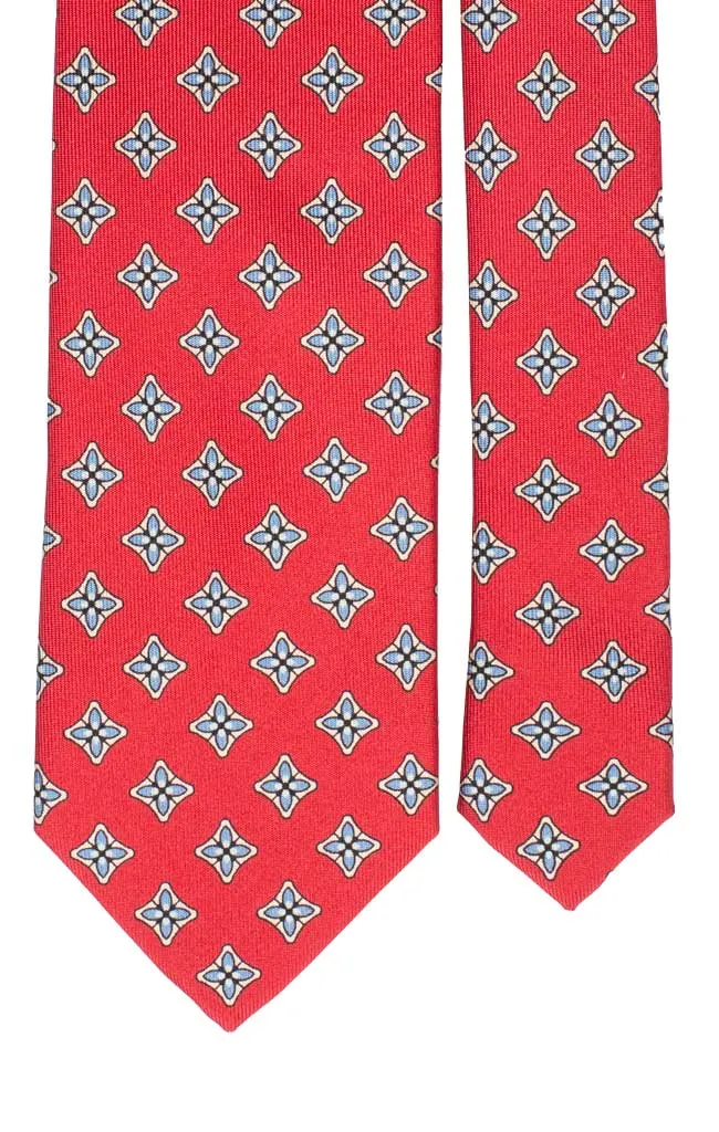 Man Red Printed Silk Tie Light Blue Beige Pattern 6368