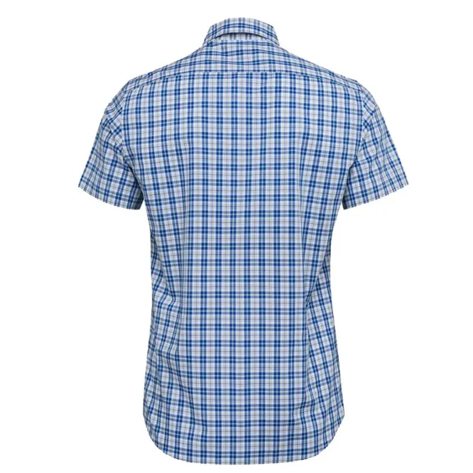 MCS camicia uomo m/c a quadri su fondo blu