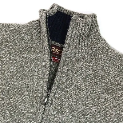 MCS maglione uomo zip 1/4 colore green moulinè
