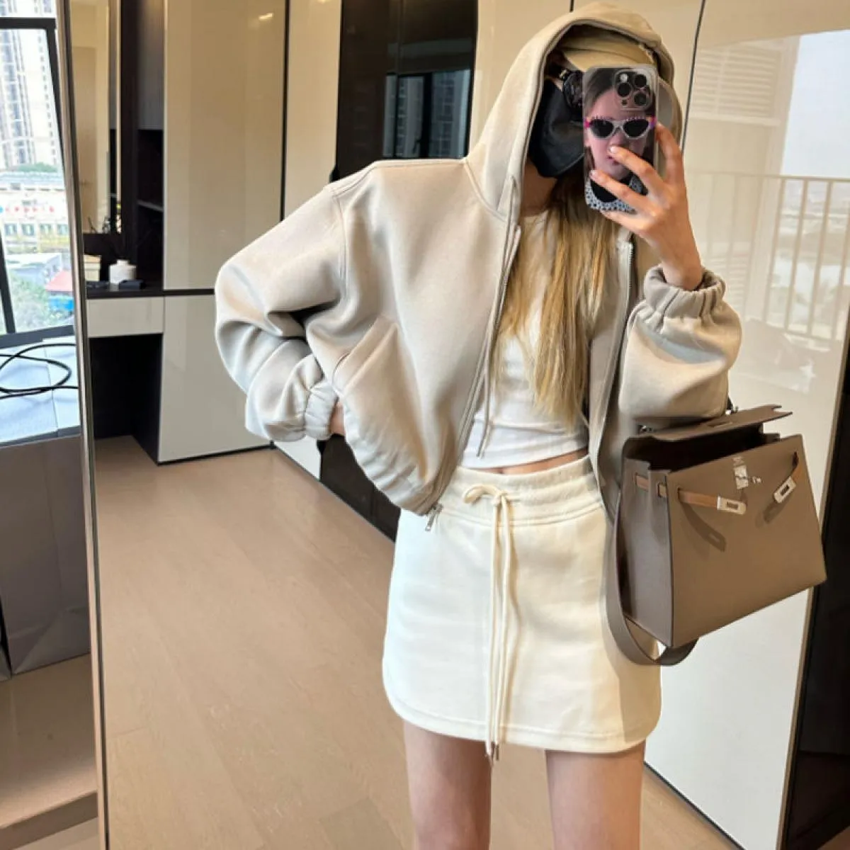 Minigonne Donna Vita alta Sportivo Solido Casual Coulisse Design Una linea morbida e ampia Ulzzang Stile Moda Estate Tutto Ma