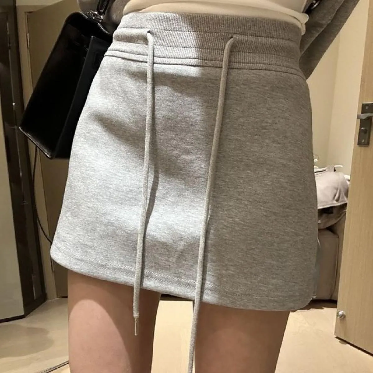 Minigonne Donna Vita alta Sportivo Solido Casual Coulisse Design Una linea morbida e ampia Ulzzang Stile Moda Estate Tutto Ma