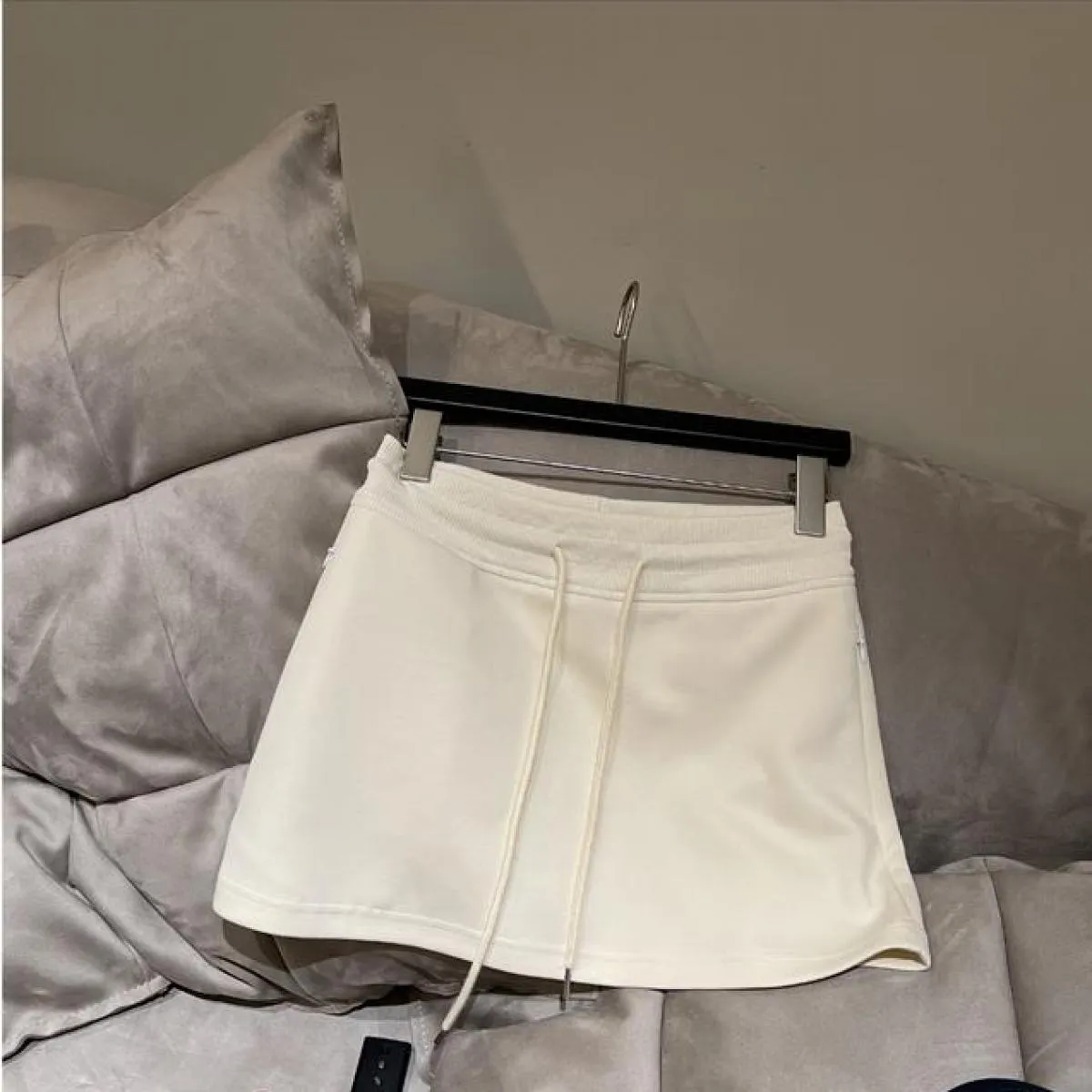 Minigonne Donna Vita alta Sportivo Solido Casual Coulisse Design Una linea morbida e ampia Ulzzang Stile Moda Estate Tutto Ma