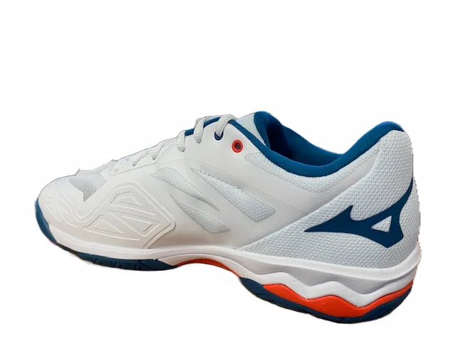 Mizuno Wave Exceed Light AC tennis shoe 61GA221830 white-cherry tomato-morrocan blue 