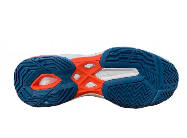 Mizuno Wave Exceed Light AC tennis shoe 61GA221830 white-cherry tomato-morrocan blue 