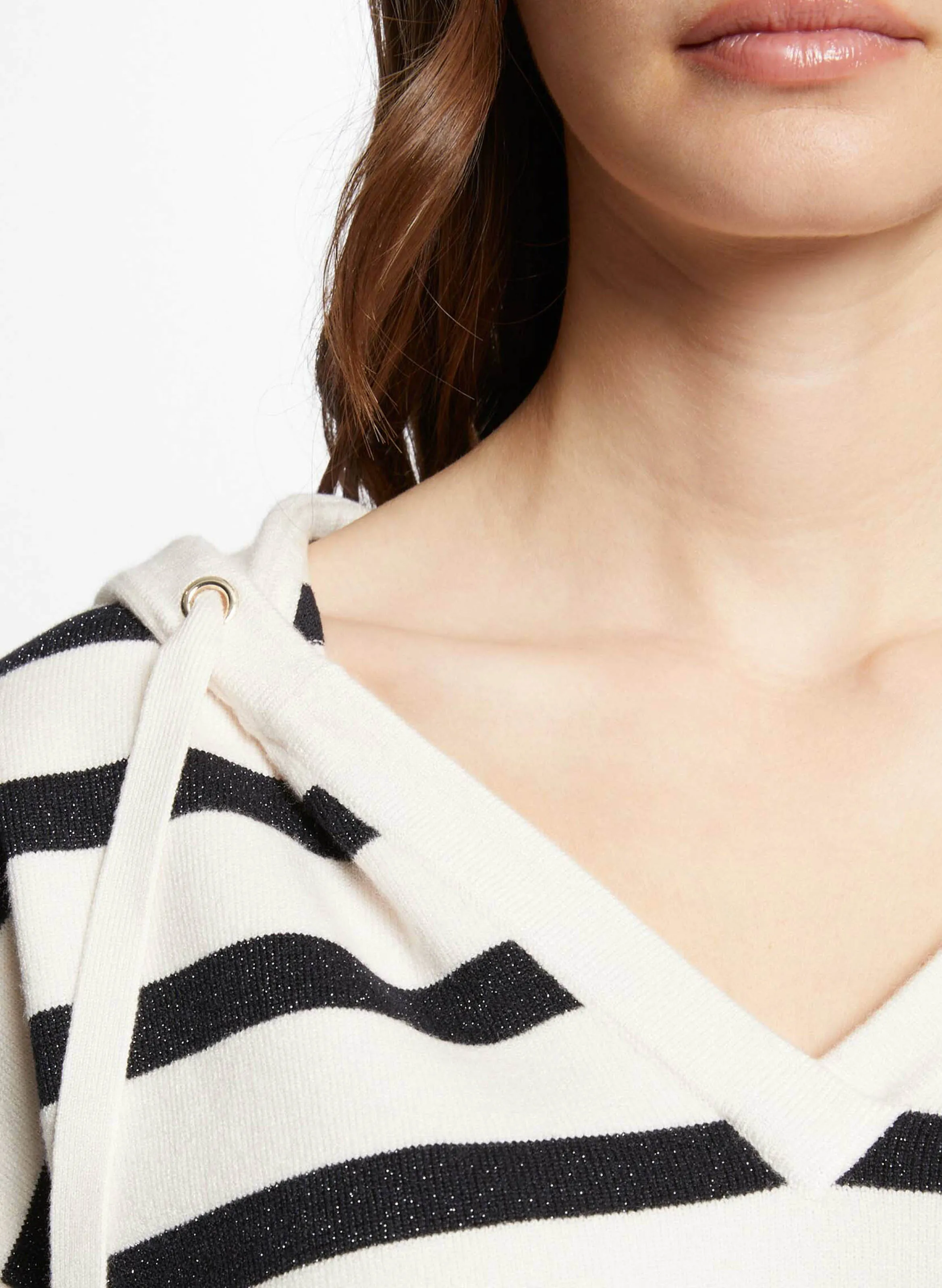  MORGAN   MBALLON - Maglione scollo a V a righe | Beige